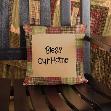 Tea Cabin Bless Our Home Primitive Pillow 10x10 - The Fox Decor
